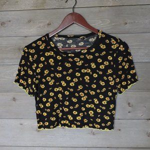 All over sunflower print crop top